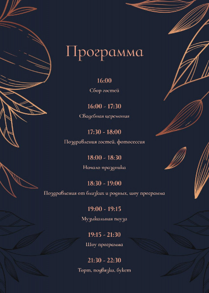Программа с золотым тиснением